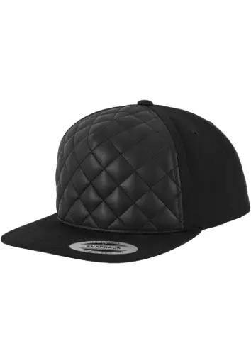 [FLEX-6089Q-00007-0050-black-one size] Diamond Quilted Snapback