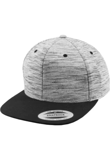 [FLEX-6089SC-00029-0050-blk/gry-one size] Stripes Melange Crown Snapback